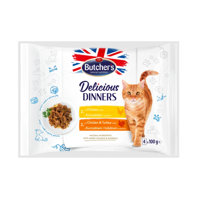 Butcher's Cat Delicious Dinners Chicken & Chichen w/Turkey 4x100g