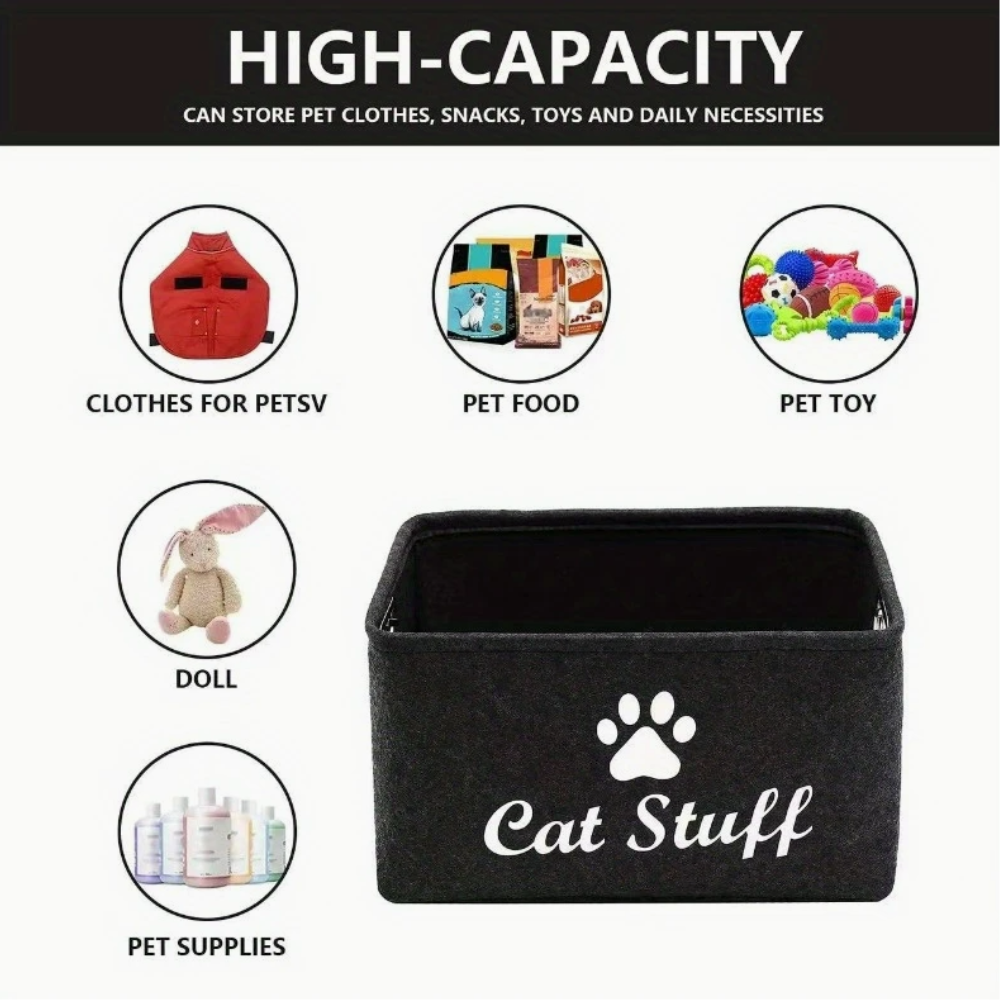 Felt Cat Storage Bin - Grey