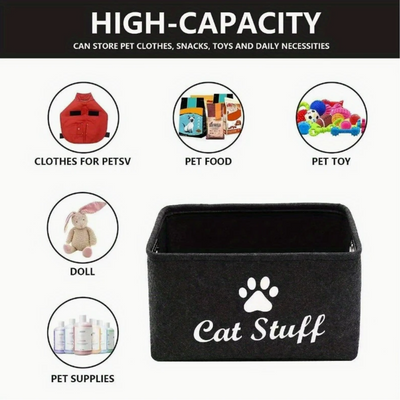 Felt Cat Storage Bin - Grey