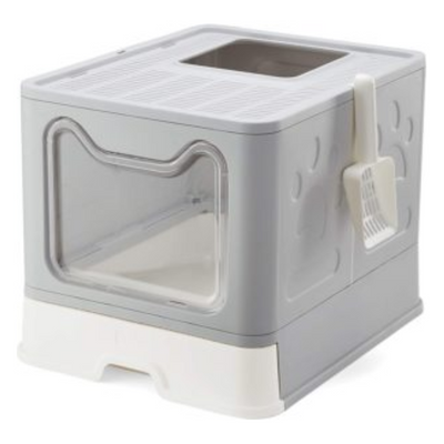 Hooded Stainless Steel Litter Box 36x55x35cm