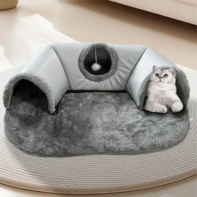 3 in 1 Tunnel Cat Playground Cat Bed 75 x 55cm