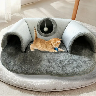 3 in 1 Tunnel Cat Playground Cat Bed 75 x 55cm
