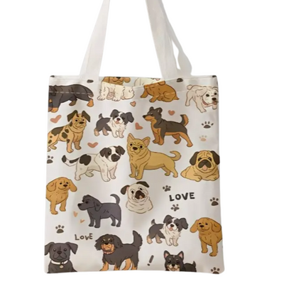 Nylon Dog Print Tote Bag