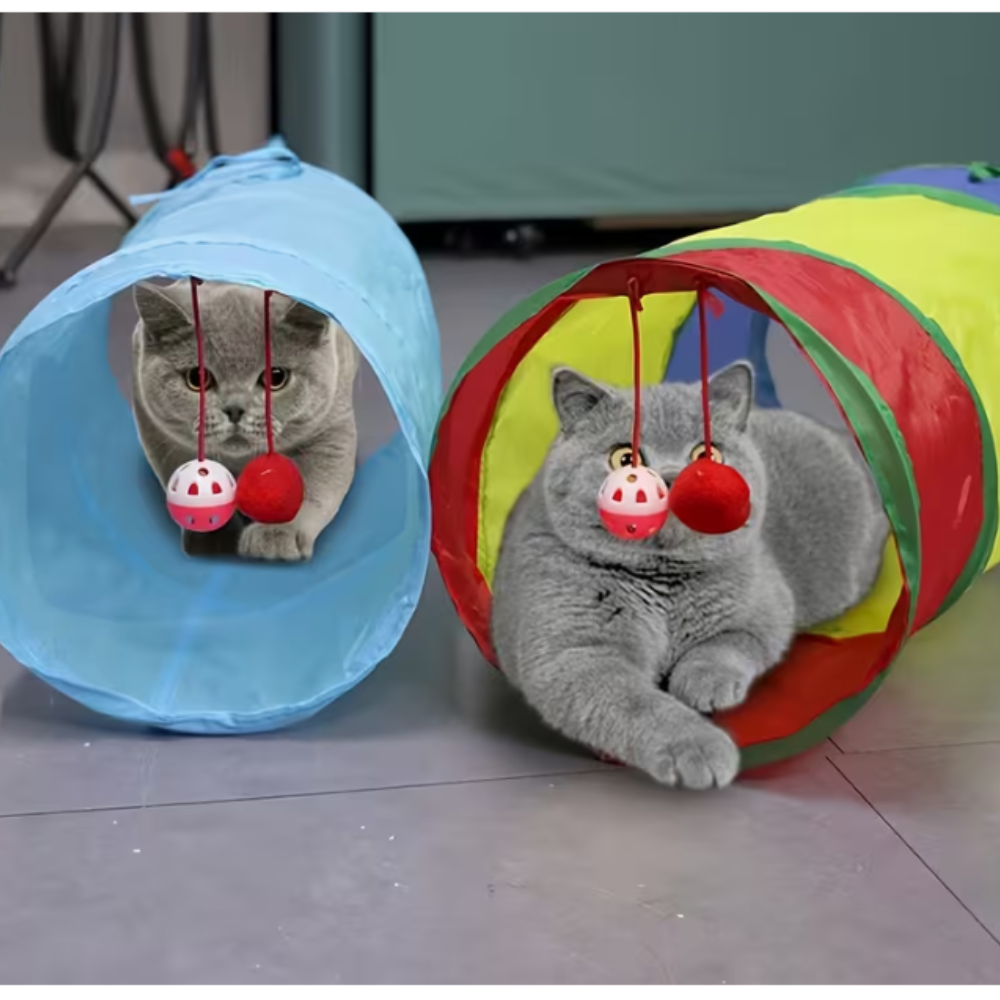 Nylon Cat Play Tunnel with Toys