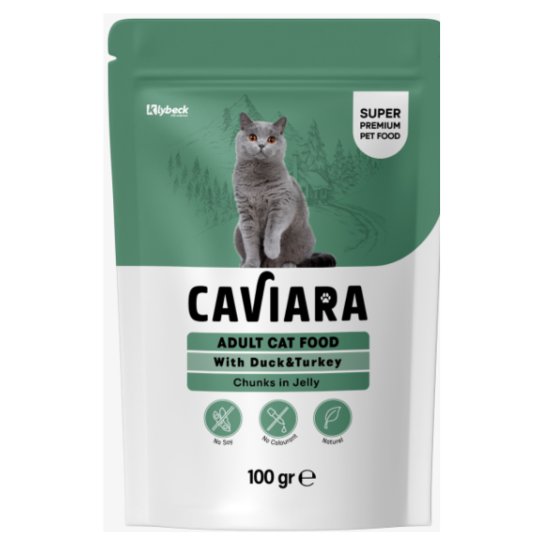 Caviara Cat Duck & Turkey Chunks in Gravy 100g
