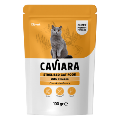 Caviara Sterilised Cat Chicken Chunks in Gravy 100g
