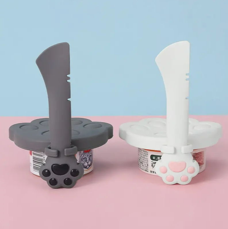 فتاحة علب/ملعقة من السيليكون مع غطاء للعلبة