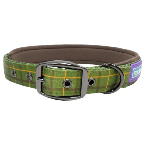 Dog & Co Green Country Check Padded Collar
