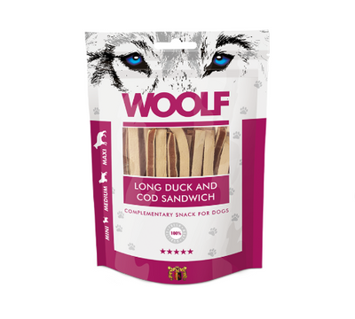 Woolf Long Duck & Cod Sandwich Treats 100g