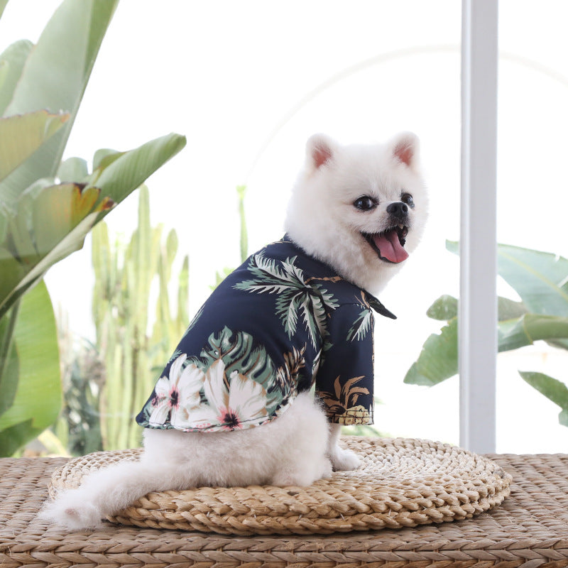 Pet Summer Shirt - Navy Tropical