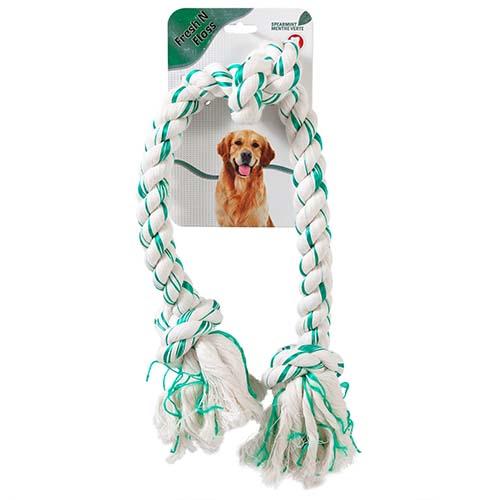 Booda Fresh N' Floss Spearmint 3-Knot Tug Rope X-Large