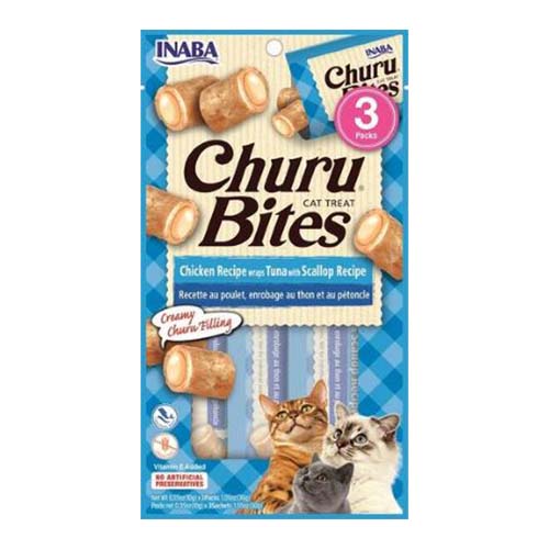 Churu Chicken Bites for Cats with Tuna & Scallop Pack of 3 x 10g