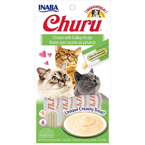Churu Chicken & Scallop Puree Cat Treats 4 x 14g