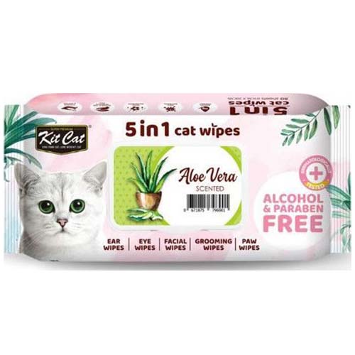 EXP JUNE24 Kit Cat 5 in 1 Wet Wipes Aloe Vera