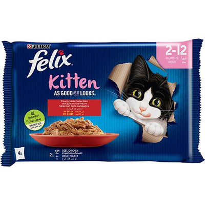 Purina Felix Kitten Countryside Beef and Chicken in Jelly 4x85g