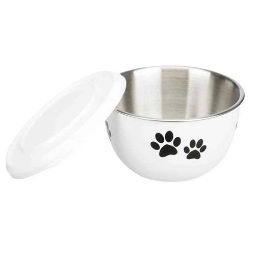 Trixie Metal bowl with lid 15cm White
