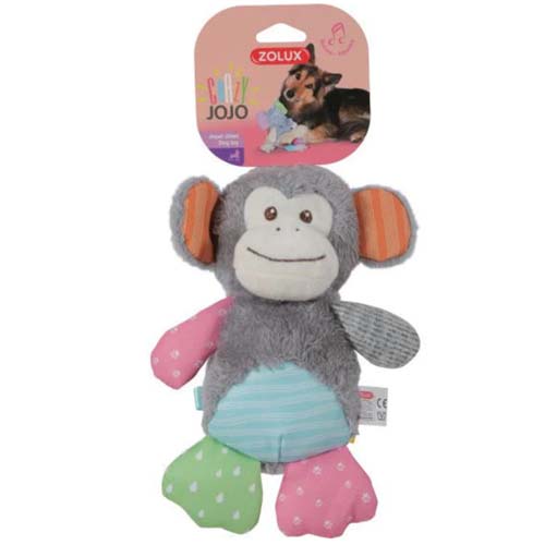 Zolux Crazy Jojo Squeaky Plush Monkey Dog Toy
