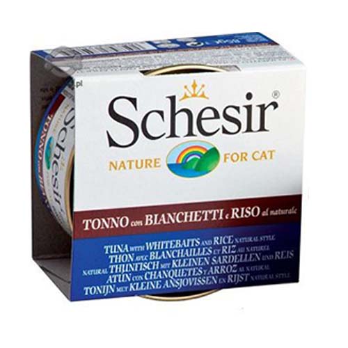 Schesir Cat Tuna & Whitebait with Rice Natural Style 85g Tin