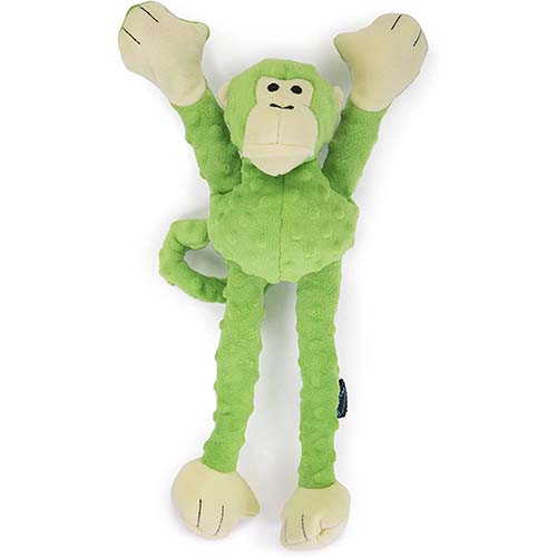 GoDog Crazy Tugs Monkey Green Large Dog Toy