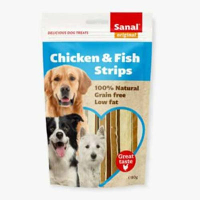 Sanal Dog Chicken And Fish Strips 80g